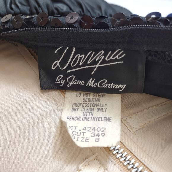 DOVIZIA Black Vintage Cocktail Dress Sz 8 Sequins Bodycon New Years Eve Holidays - Picture 10 of 10